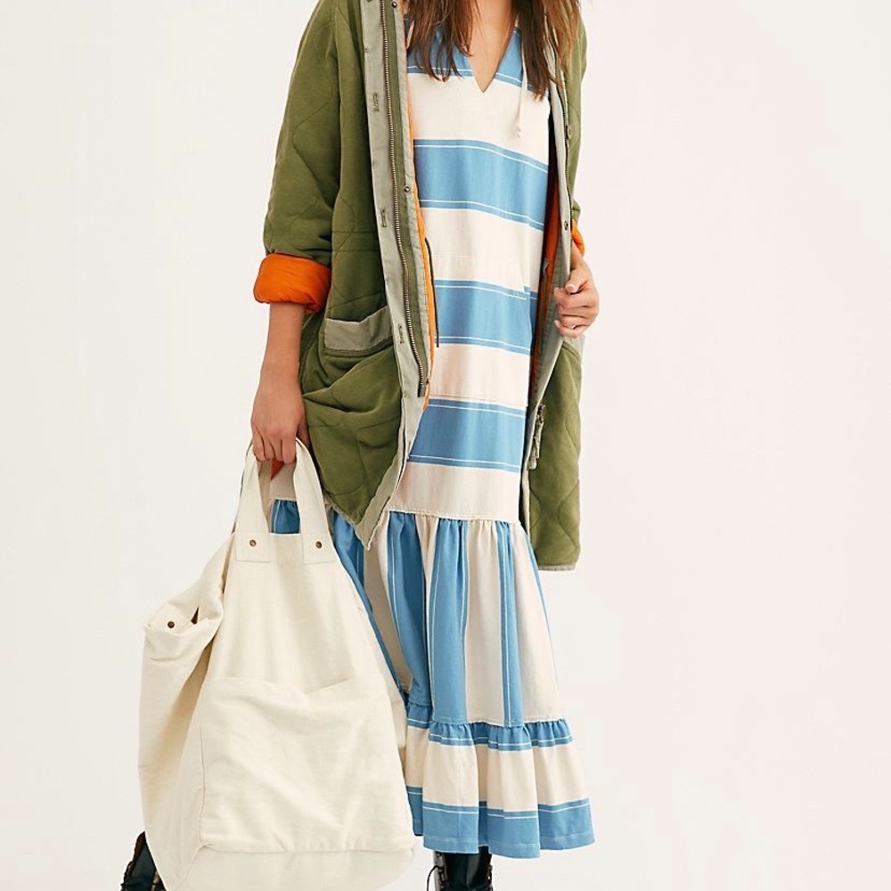 Beachy Striped Blue and White Maxi Dress